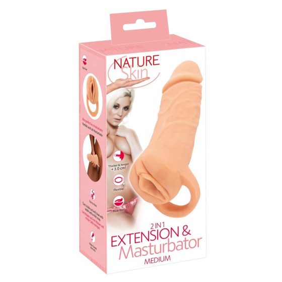 Nature Skin - prelungitor pentru penis și vagin artificial - 18cm (natural)