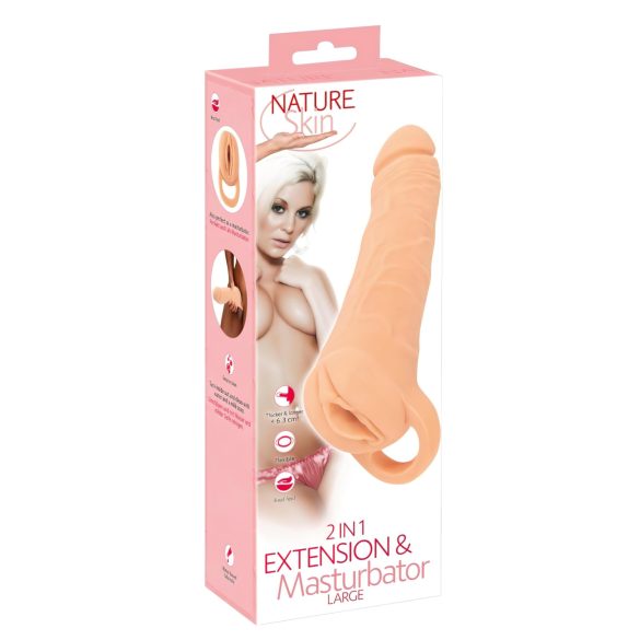 Nature Skin - vagin artificial și prelungitor penis - 23cm culoare naturală