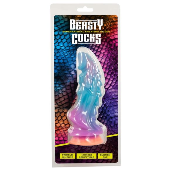 Beasty Cocks - dildo extraterestru din silicon - albastru-portocaliu