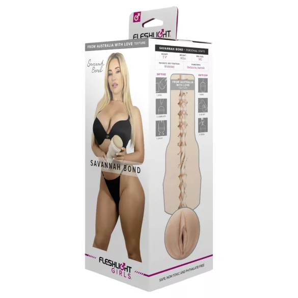 Fleshlight Savannah Bond - masturbator vaginal realist - material natural