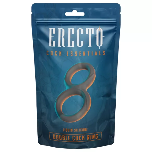 Erecto - inel dublu pentru penis - silicon negru