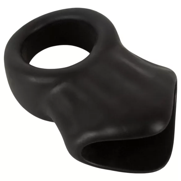 Erecto - inel pentru penis cu extensie testiculară - silicon negru