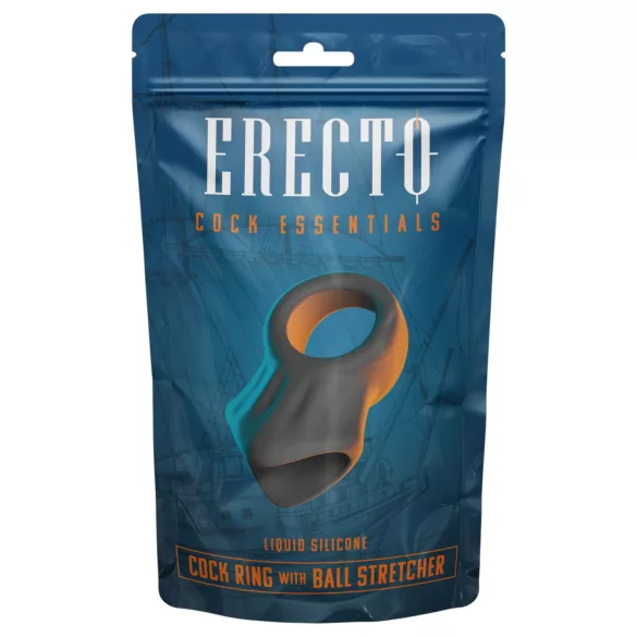 Erecto - inel pentru penis cu extensie testiculară - silicon negru