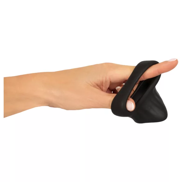 Erecto - inel pentru penis cu extensie testiculară - silicon negru