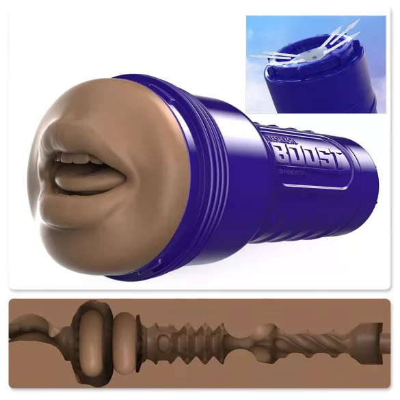 Fleshlight Boost Blow - masturbator tip gură realistă - nuanță maro