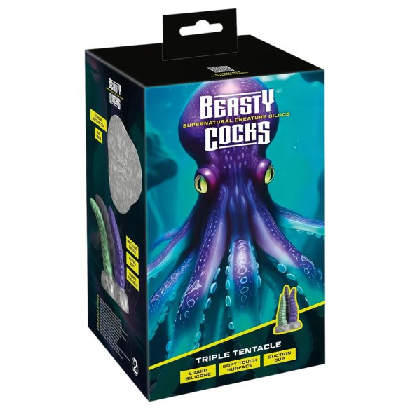 Beasty Cocks - dildo tentaculă triplu - silicon flexibil