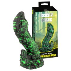Beasty Cocks - dildo penis șopârlă - silicon verde-negru