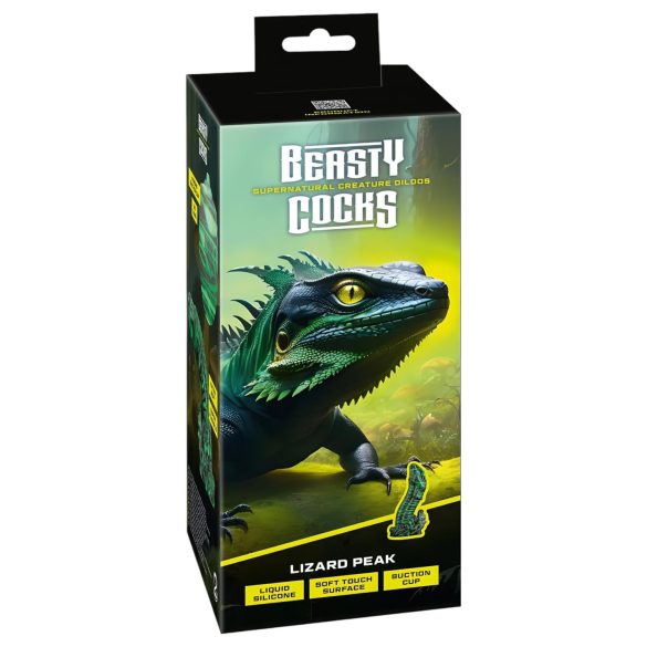 Beasty Cocks - dildo penis șopârlă - silicon verde-negru