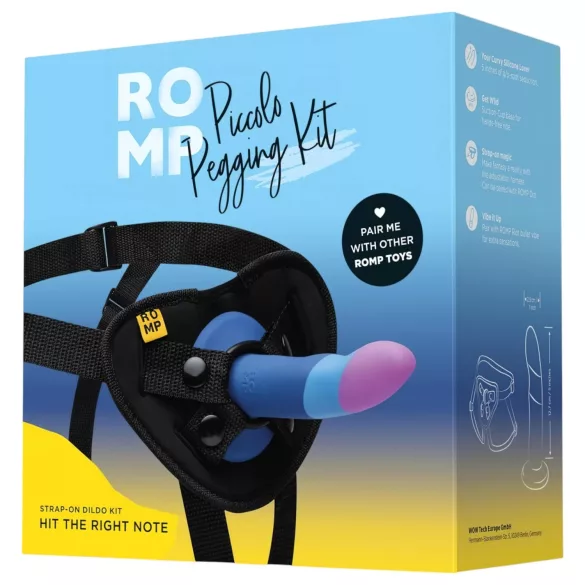 ROMP Piccolo - set pegging pentru cupluri - silicon negru-albastru