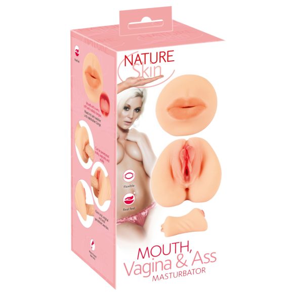 Nature Skin - masturbator vagin și gură - material realist culoare natur