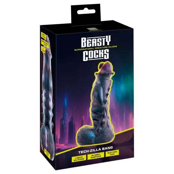 Beasty Cocks Tech-Zilla Bang - dildo monstru cu ventuză (mov)