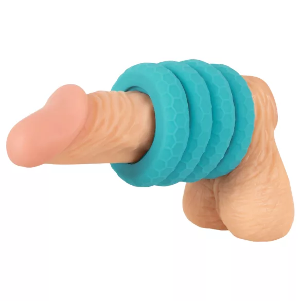 You2Toys - Set de inele 3în1 pentru penis și scrot (turcoaz)
