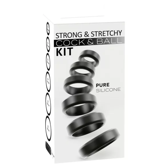 You2Toys - set de inele pentru penis și testicule (negru) - 6 buc.