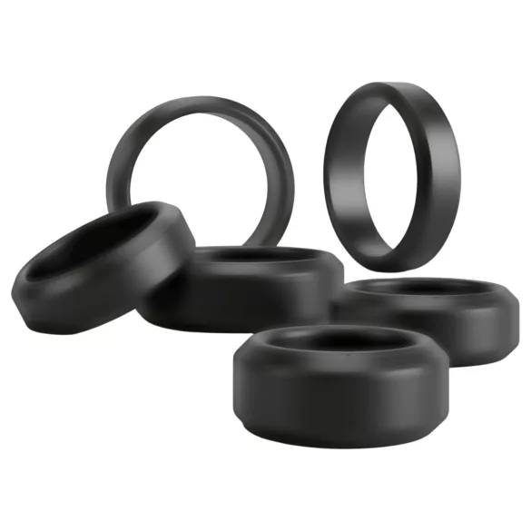 You2Toys - set de inele pentru penis și testicule (negru) - 6 buc.