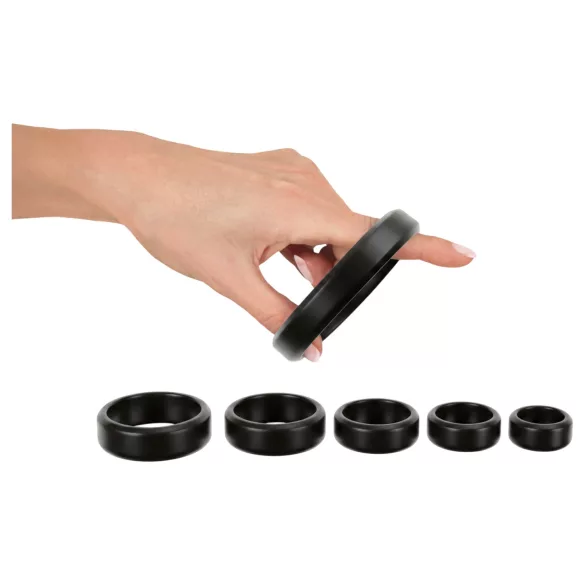 You2Toys - set de inele pentru penis și testicule (negru) - 6 buc.