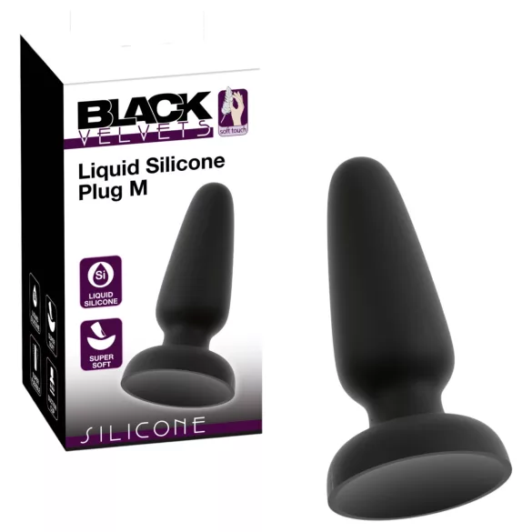 Black Velvets - dop anal din silicon cu ventuză (negru) - M