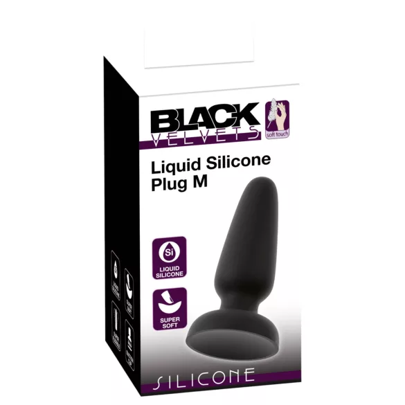 Black Velvets - dop anal din silicon cu ventuză (negru) - M