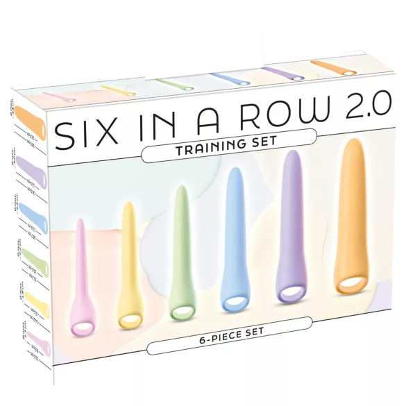 You2Toys Six in a Row 2.0 - set de 6 dildo-uri și dilatatoare din silicon (colorate)