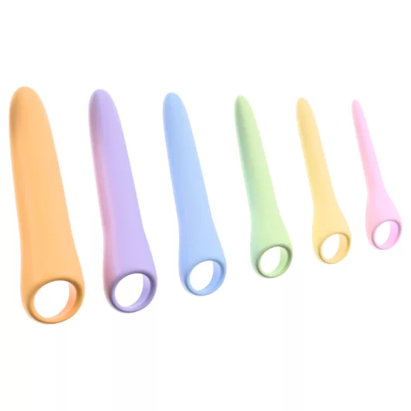 You2Toys Six in a Row 2.0 - set de 6 dildo-uri și dilatatoare din silicon (colorate)