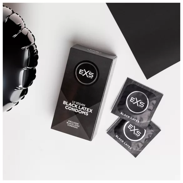 EXS Black - prezervative din latex - negru - 12 bucăți