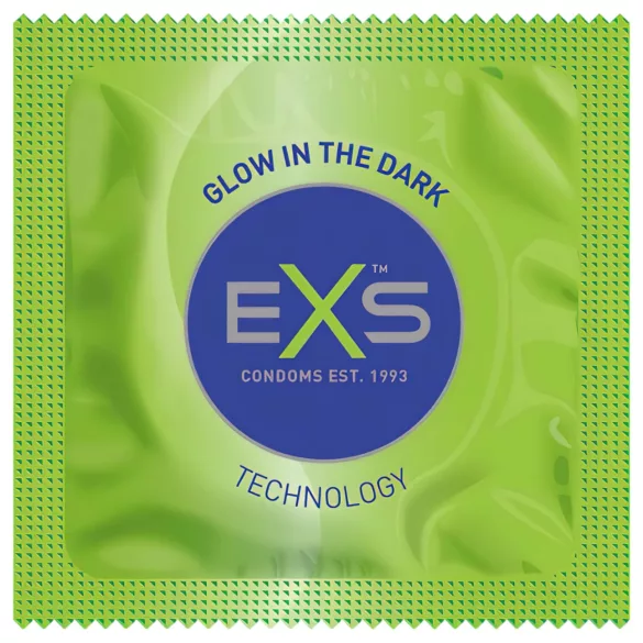 EXS Glow - prezervative din latex care strălucesc în întuneric (100 bucăți)