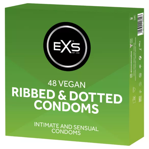 EXS Ribbed & Dotted - prezervative striate și cu puncte (48 bucăți)