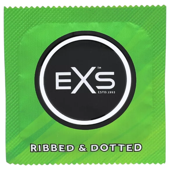 EXS Ribbed & Dotted - prezervative striate și cu puncte (48 bucăți)
