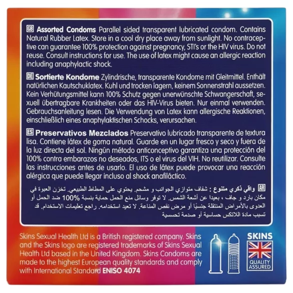 Skins - prezervative mixte - cu puncte, naturale, extra subțiri (4 bucăți)
