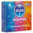 Skins - prezervative mixte - cu puncte, naturale, extra subțiri (4 bucăți)