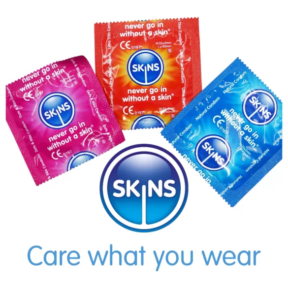 Skins - prezervative mixte - cu puncte, naturale, extra subțiri (4 bucăți)