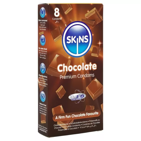 Skins - prezervative aromă de ciocolată - 8 bucăți