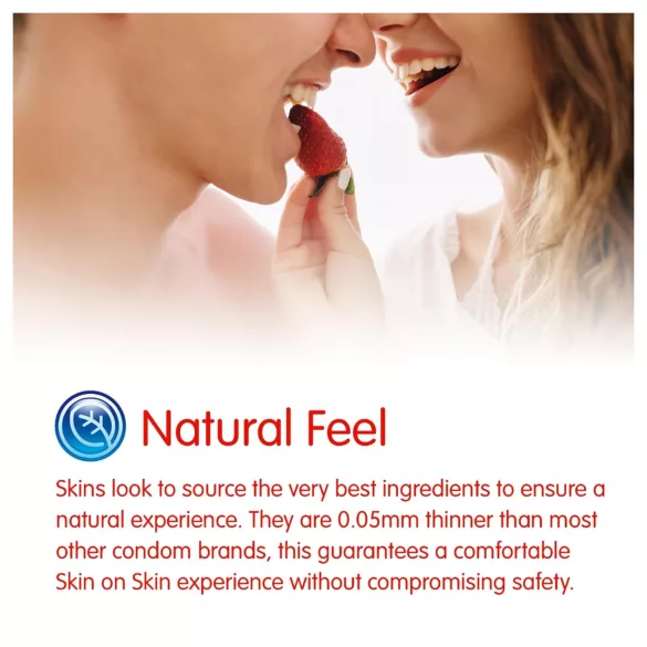 Skins - prezervative aromate - mentă, gumă de mestecat, banană, căpșună (4 bucăți)