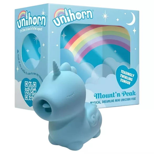 Unihorn Mount'n Peak - vibrator clitoridian unicorn reîncărcabil - albastru