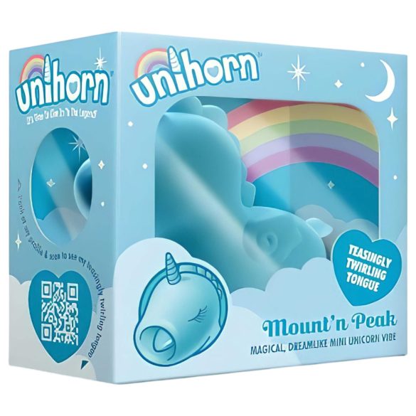 Unihorn Mount'n Peak - vibrator clitoridian unicorn reîncărcabil - albastru