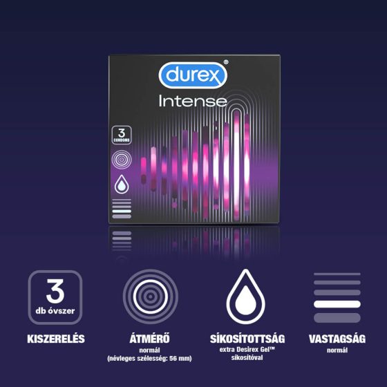 Durex Intense - prezervative cu țepi și puncte (3 bucăți) -