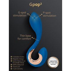   G-Vibe G-Pop 2 - vibrator reîncărcabil și impermeabil pentru punctul G/P (albastru)