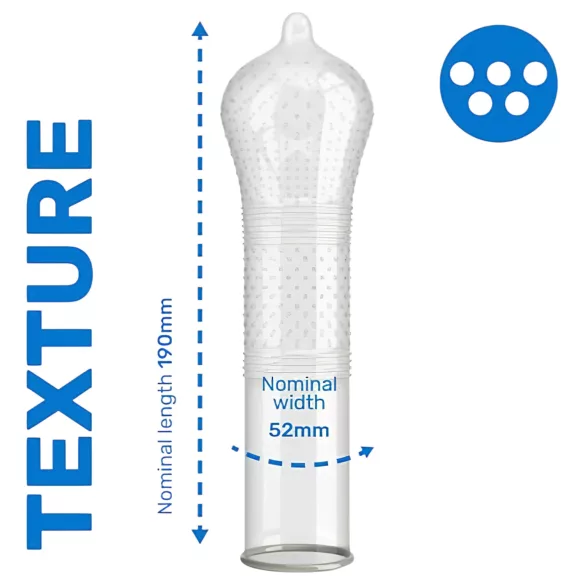 Pasante - prezervative texturate cu striații și puncte - 12 bucăți