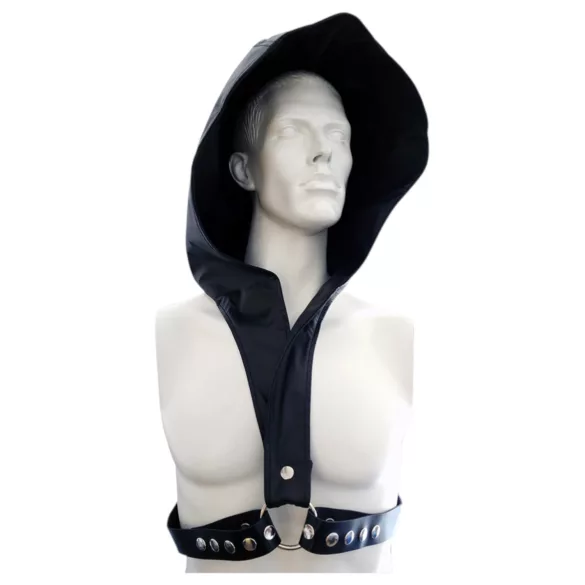 Rouge - ham BDSM cu glugă din piele ecologică premium (negru)