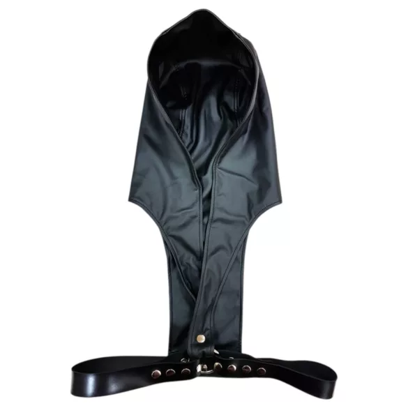 Rouge - ham BDSM cu glugă din piele ecologică premium (negru)