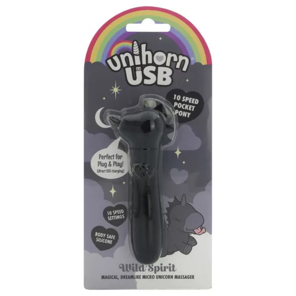 Unihorn Wild Spirit - mini vibrator cu acumulator (negru)