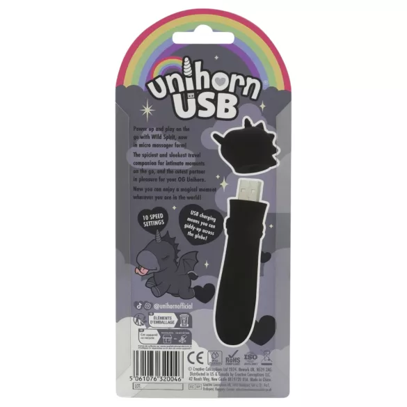 Unihorn Wild Spirit - mini vibrator cu acumulator (negru)