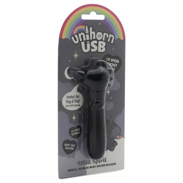 Unihorn Wild Spirit - mini vibrator cu acumulator (negru)