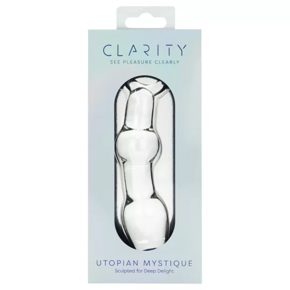 Clarity Utopian Mystique - dildo anal din sticlă striată (transparent)