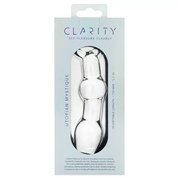 Clarity Utopian Mystique - dildo anal din sticlă striată (transparent)
