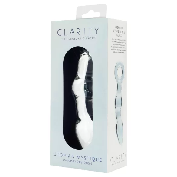 Clarity Utopian Mystique - dildo anal din sticlă striată (transparent)