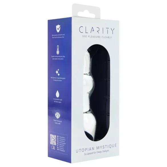 Clarity Utopian Mystique - dildo anal din sticlă striată (transparent)
