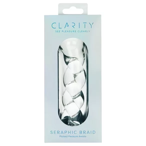 Clarity - dildo din sticlă cu model împletit - transparent