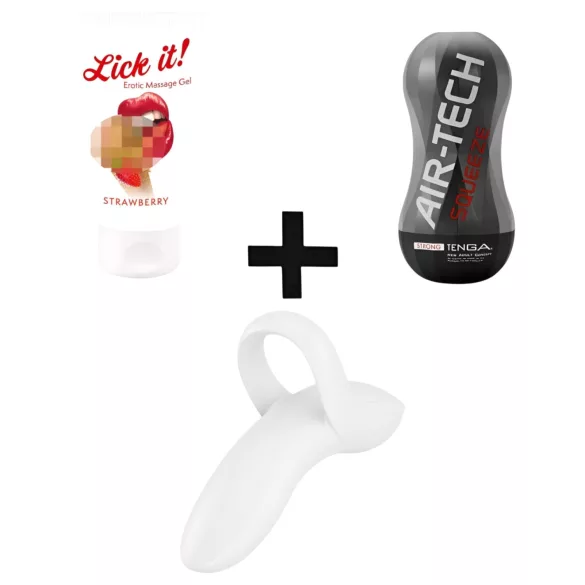 Set pentru cupluri - masturbator, vibrator, lubrifiant