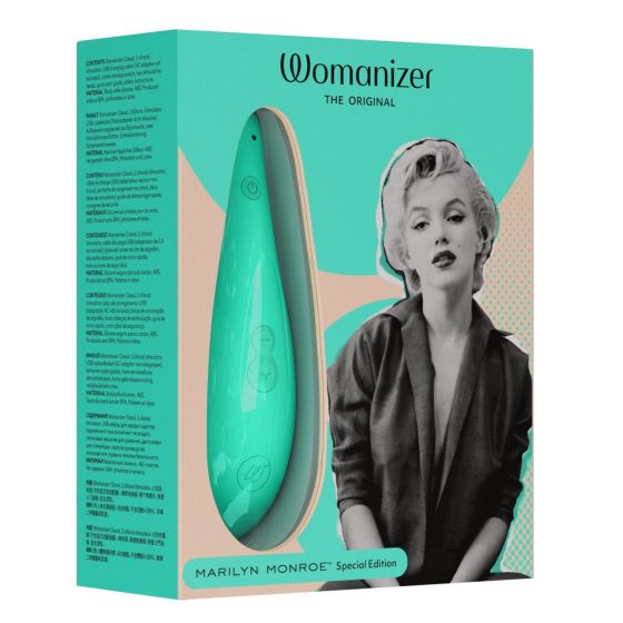 Womanizer Marilyn Monroe - stimulator clitoridian cu baterii și undă de aer (turcoaz)