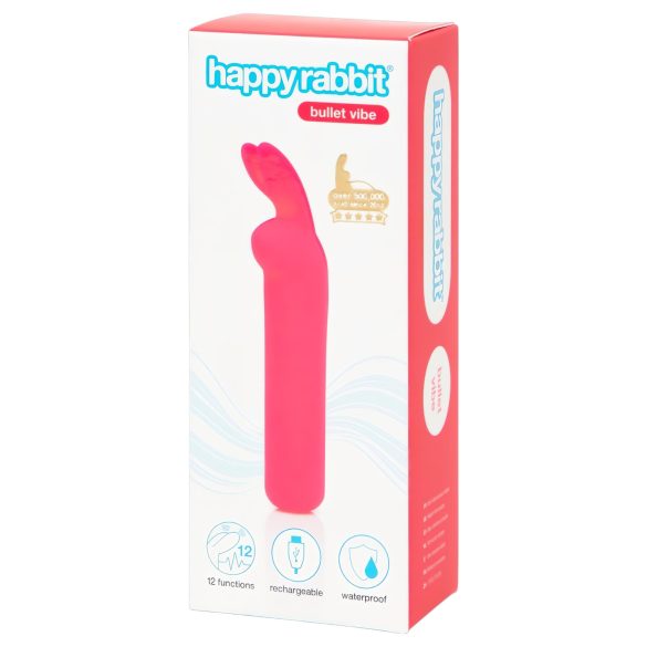 Happyrabbit - mini vibrator tip bullet cu iepuraș - reîncărcabil, roz